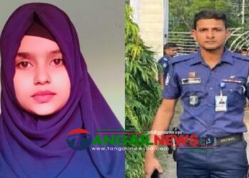 মির্জাপুরে পুলিশ কনস্টেবল স্বামীর বিচারের দাবিতে মানববন্ধন