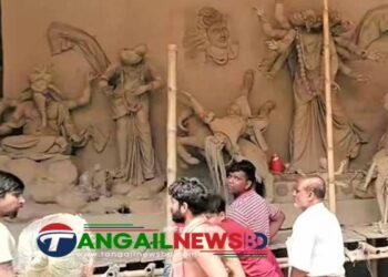 মির্জাপুরের জামুর্কীতে গভীর রাতে দুর্গা মন্দিরের চার প্রতিমা ভাঙচুর
