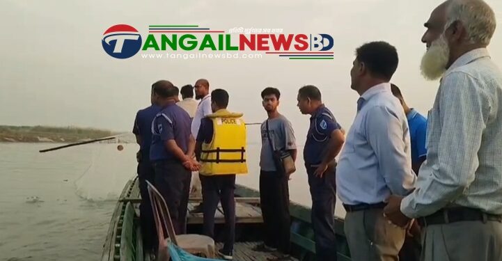 নাগরপুরে যমুনা নদীতে যৌথ অভিযানে ৬৫ হাজার মিটার জাল জব্দ