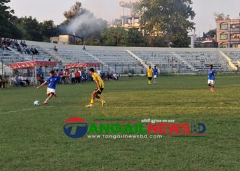 টাঙ্গাইল স্টেডিয়ামে প্রথম বিভাগ ফুটবল লীগে উদয়নকে হারিয়েছে সাবালিয়া একাদশ