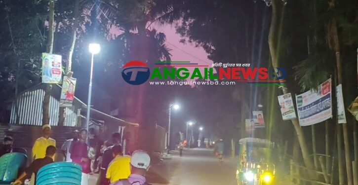 বাসাইলের সোনালিয়ায় প্রবাসীদের অর্থে আলোকিত তিন কিলোমিটার সড়ক